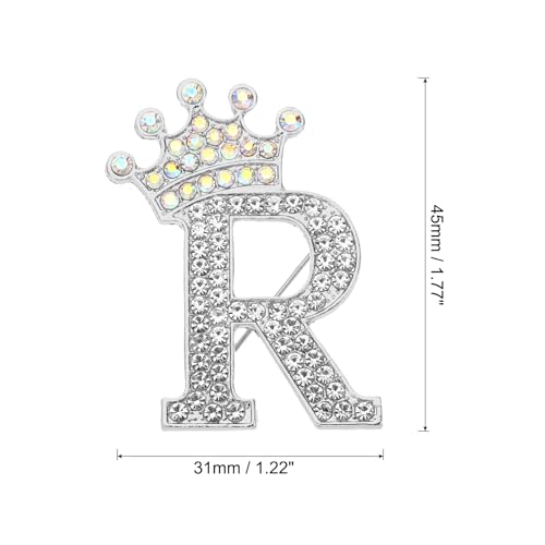 Image of PATIKIL Letter Brooch Pins, Crown Initial Rhinestone Alphabet Letter Lapel Badges Pin for Women Suits