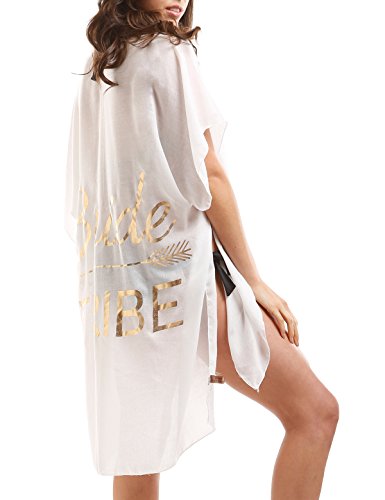 MIRMARU Women's Summer Swimwear Bikini Beach Cover Up with Trendy Lettering.3