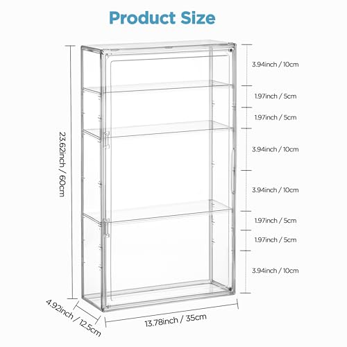 Image of HBlife Baby Bottle Storage Organizer Wall Mount, 4 Tiers Adjustable Clear Acrylic Bottles Storage Station Case Box Container with 3 Removable Dividers and Magnetic Door for Countertop Cabinet, Large