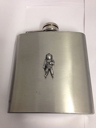 Flasque en acier inoxydable avec emblème astronaute en étain anglais de 170 ml