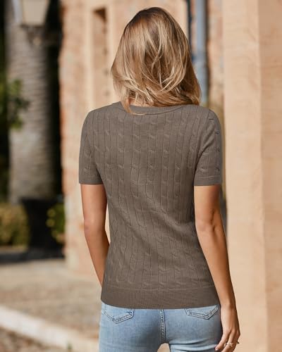 Image of Arach&Cloz Women's Wool Blend Spring Summer Lightweight Business Casual Sweater Tops 2026