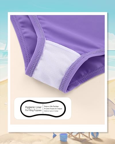 Image of Redair Toddler Girl One Piece Swimsuit Color Block with Ruffled Sleeve Straps Swimwear Bathing Suit for Baby Girl 12M-6Years