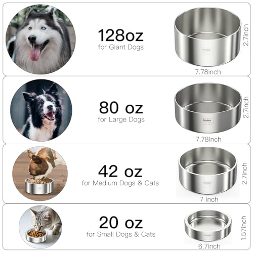 Image of 2L Double Layers 304 Stainless Steel Dog Bowl - Insulated & Durable | Non-Slip Base | Easy to Clean | BPA-Free Safe Dog Food and Water Bowl