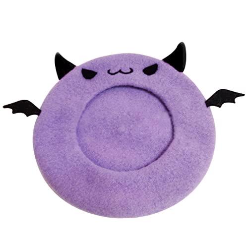 Kawaii Purple Demon Devil Bat Wings Horn Wool Beret Elegant Wool Felt Hat Halloween Cosplay Cap Vintage Cap Xmas Gift