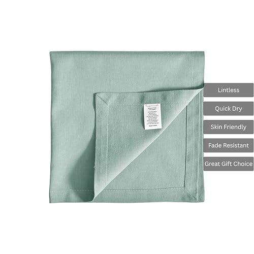 Image of FINGERCRAFT Table Napkins 18x18 Inches Set of 6 Cotton Linen Blend Fabric Dinner Cloth Napkins Washable and Reusable, Good Absorbency for Home, Parties, Hotels (Aqua)