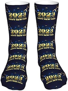 883 Compression Socks Happy New Year 2023 Sports Socks Comfort Calf Socks Non Slip Crew Socks For Hiking Jogging Walking 40cm