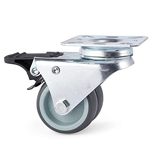 Roue pivotante 4pcs avec rechange de roulette de frein 2 pouces 6 0KG Roues de meuble à rouleau durable durable doux Mute Double roues pour la table à manger des chariots ( Style : 4pcs With brake )