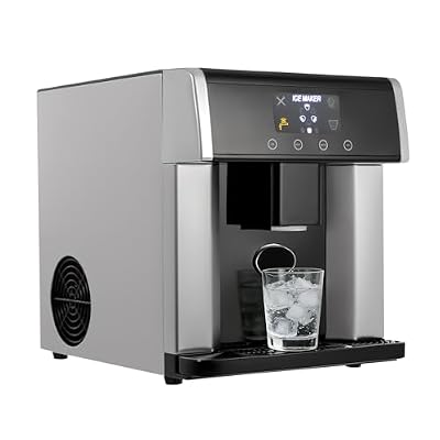 ARPITUYN 2-in-1 Ice Maker & Water Dispenser, 3 Ice Sizes in 8-12 Mins, Countertop Ice Maker Built-in Water Dispenser, Stainless Steel Ice Machine with Ice Scoop for Kitchen, Office, Party