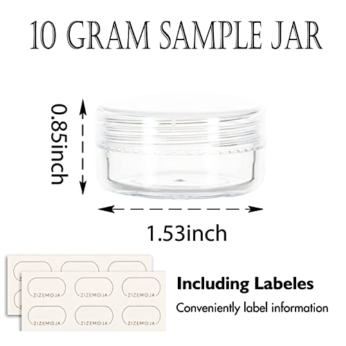 10 Gram Sample Containers with Lids, 10Pcs Clear Sample Jars, Small Cosmetic Travel Container for Makeup, Lotion, Cream, Powder, 10 ML Mini Containers with Lids2