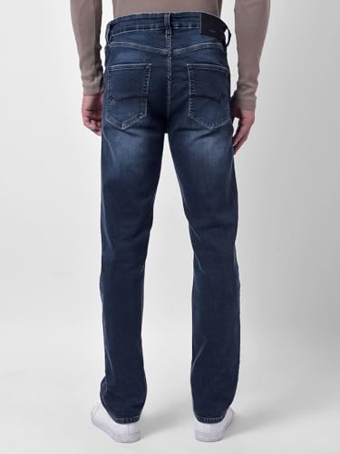 Image of Numero Uno Men Solid Blue Denim Slim Fit Jeans