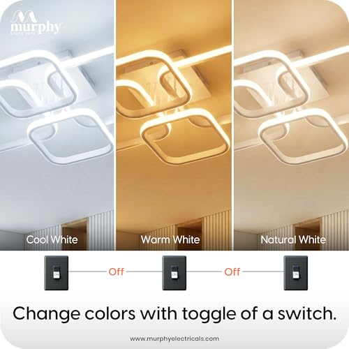 Image of Murphy LED Ceiling Light | 40W 3 Color (Warm /Natural /Cool) | Geometric Flush Mount Acrylic Light for Living Room, Bedroom, Dining Room & Hallway | Pack of 1