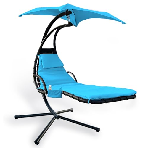 Outdoor Hanging Lounge Chair Replacement Cushion Cover and Umbrella Fabric, Made for Patio Curved Chaise Lounge Swinging Hammock Chair Pads, Waterproof Soft Fabric (Cushion Not Included, Blue)