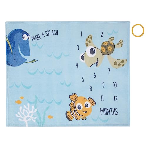 Image of Disney Finding Nemo Blue Make a Splash Super Soft Photo Op Milestone Baby Blanket