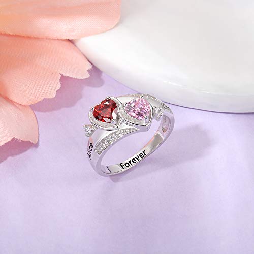 Sterling Silver Mothers Ring with Birthstones Personalized Birthstone Rings for Women Mom Engraved Names Promise Rings for Women Her Customized Jewelry Gifts4