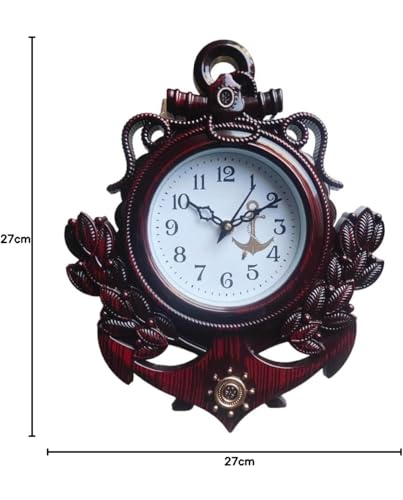 Image of Cherry Wall Non-Ticking Round Wall Clock Modern Modern Design Clock for Living Room, Bedroom, Kitchen and Office Large Wall Clock for Home Dcor (Dark Brown-31x12)