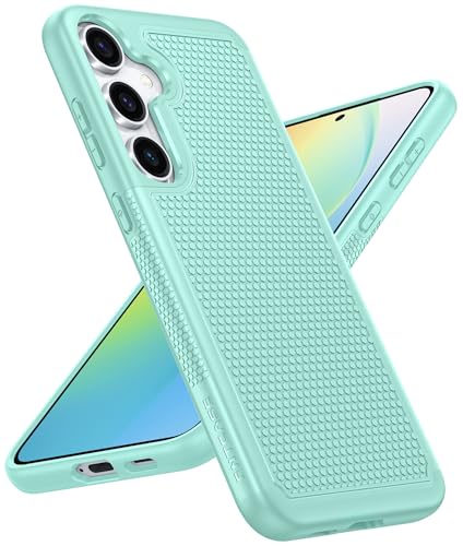 Image of FNTCASE for Samsung Galaxy S24 Case: Dual Layer Heavy Duty Cell Phone Protective Cover Shockproof Rugged with Non-Slip Textured - Military Drop Protection Bumper Tough - 2024, 6.2inch Mint Green