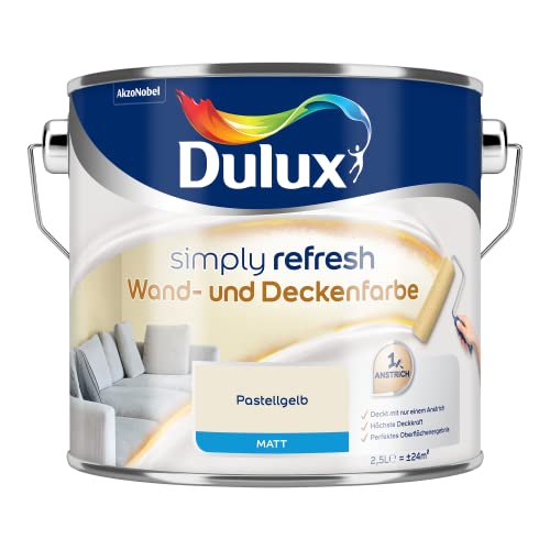 Dulux Simply Refresh Wand- und Deckenfarbe - Pastellgelb - 2,5 Liter - Erfrischende, langlebige Innenfarbe für ein schönes Zuhause