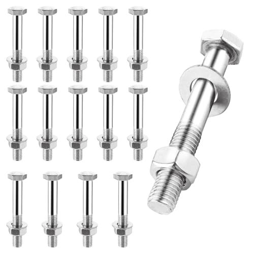 GBACHOOSE 15 Stück Sechskantschrauben mit Muttern M12x80, Stockschrauben M12 aus Edelstahl, M12 Schrauben Bolzen 12MM Edelstahlmuttern