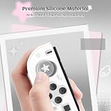 GeekShare Silikonowe nakładki joystick do przełącznika/przełącznika OLED/Switch Lite, akcesoria ochronne joysticka, uchwyt Thumbstick Grip, antypoślizgowe, wygodne emblematy (4 sztuki) (bańki mydlane)