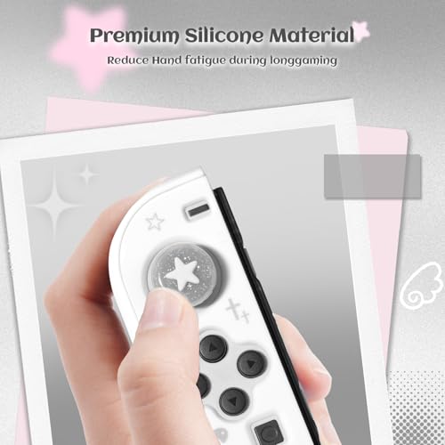 Image of GeekShare 4PCS Silicone Joystick Thumb Grip Caps, Transparent Joystick Cover Compatible with Switch /OLED /Switch Lite - Soap Bubble