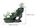 FEDOUR Aquarium Small Mountain View Stone Ornament, Moss Tree Rock Cave Landscape Artificial Fish Tank Decoration, with 6pcs Plants (Olive-Black)