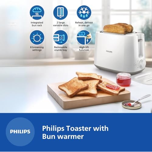 Philips Daily Collection HD2582/00 830-Watt 2-Slice Pop-up Toaster (White) view 2