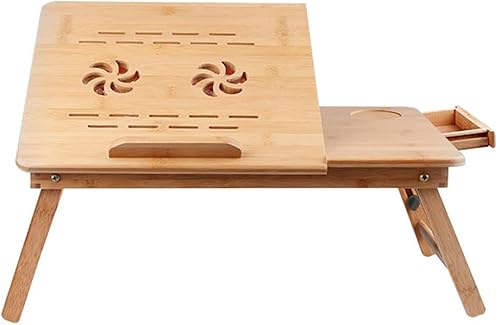 SYN-GUGAI Foldable Laptop Desk, Bed Breakfast Table Tray, with Drawer and Baffle, Lap Tray for Writing and Drawing Heat Dissipation