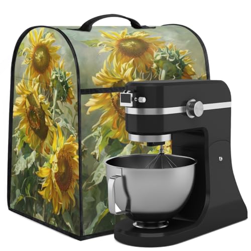 Coffee Maker Cover Sunflower Floral Kitchen Appliance Covers Small Appliance Covers Blender Cover Juicer Cover Dust Covers for Kitchen Appliances with Top Handle and Pockets,Washable,B906