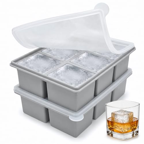 Bandeja de cubos de hielo silicone 2 pulgadas con tapa miniatura 1