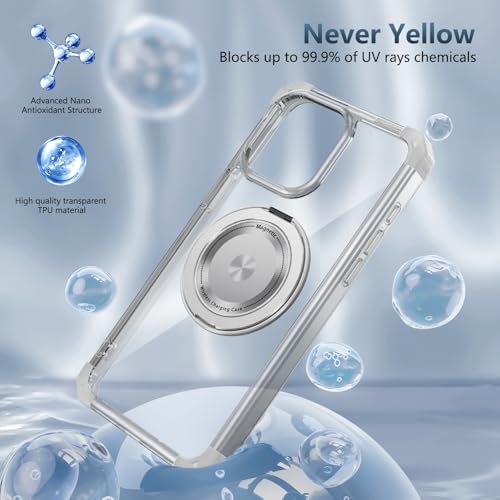 Image of Cubix Back Cover Case for iPhone 14 Pro Max Hard PC + TPU | Metal Ring Kickstand | 1500g Magnetic Hold | 360 Rotating Stand | Military Drop Protection | Air Cushioned Corners