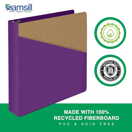 Image of Samsill Durable 1.5 Inch Binder, D Ring Binder, Customizable Clear View Cover, Plum Purple, Holds 350 Pages