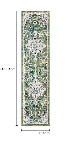 SAFAVIEH Boho Rug for Living Room Dining Room, Bedroom - Madison Collection, Short Pile, in Green and Turquoise, 61 X 244 cm - Image 2