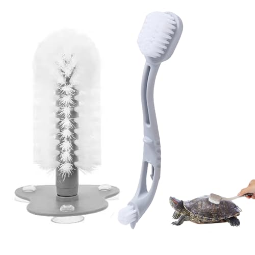 Image of 2 Pcs Turtle Brush, Turtle Shell Cleaning Brush with Suction Cup for Tank Remove Aquatic Mud Dirt Tortoises Back Scratches Brush Tortoise Supplies Promoting Shell Health for Red Eared Slider Turtle