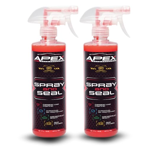 Apex Spray and Seal - 2 Pack - Car Paint Sealant - Drying Aid With Microfiber - Proprietary Hydrophobic Protectant & Ceramic Booster Spray - Super Gloss and Clear Coat Protection