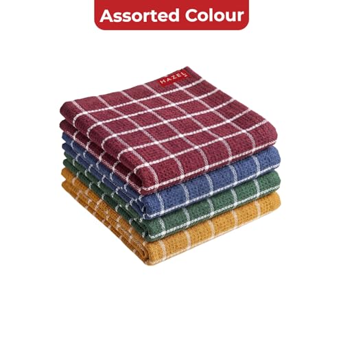 Image of HAZEL Cotton Kitchen Towel Set of 4 | Reusable Kitchen Cleaning & Dunsting Napkins & Table Napkins for Daily Use