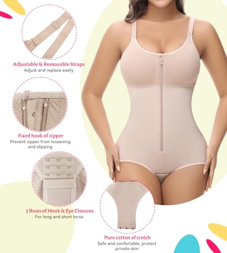 Image of SHAPSHE Fajas Colombianas Moldeadoras Body Shaper Post Surgery Compression Garment Shapewear Tummy Control with Zipper