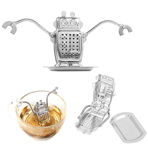 Robot Tea Infuser for Loose Leaf Tea, Cute Stainless Steel Tea Strainer & Steeper, Fine Mesh Tea Ball Filter with Arms to Hang on Mug, Fun Novelty Kitchen Gadget & Gift for Tea Lovers (Robot)