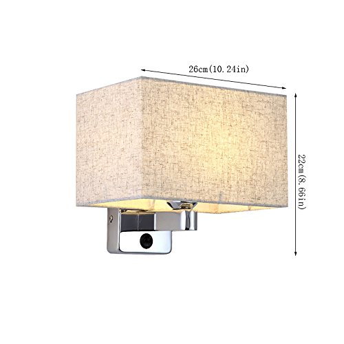 LHTCZZB Carré Tissu Abat Jour Applique Moderne Chaude Chambre Chevet Lampe Électrodéposée Corps Corps Applique Murale E27 - Image 3