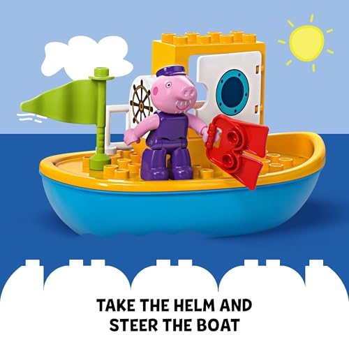 Image of LEGO DUPLO Peppa Pig Boat Trip Bath Toy, Building Block Learning Set for Preschool Kids with 2 Peppa Pig Figures Included, Water Toy Gift Idea for Toddlers Ages 2 and Up, 10432