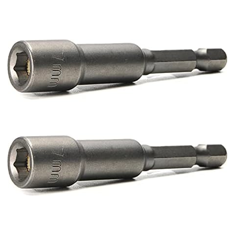 Heyiarbeit 2Pcs 1/4" Quick-Change Hex Shank 7mm Nut Setter Driver Drill Bit, 65mm Length, Metric With-Magnetic Cover
