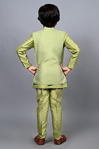 AHHAAAA Kids Ethnic Silk Indian Bollywood Style Print Indo-Western Sherwani Set For Boys 521MF
