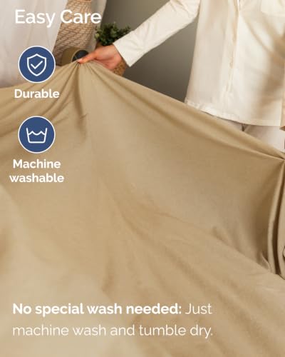 Image of Extra Deep Flex Top Split Head King Fitted Sheet - Hotel Luxury Single Fitted Sheet Only - Easily Fits 18 inch to 24 inch Mattress - Ultra Soft, Wrinkle Free w /Extra Deep Pockets - Heathered Tan