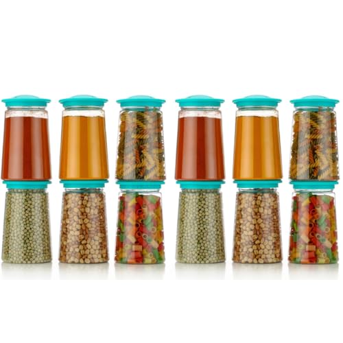 Xiran Kitchen Storage Box, Container for Kitchen, Storage Box for Kitchen, Storage Jars, Storage Containers for Pulses, Cereals, Dry Fruits, Kitchen Accessories Items for Home (1200Ml Green Set of 12)