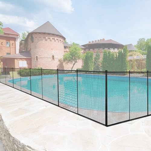 Miniatura 8 de Relax4life Valla Para Piscina 360x125cm Con 4 Piezas Y Cerradura, Valla De Seguridad Para Piscina Con Marco De Aluminio Y Tubos De Pie, Valla De Protección Para Piscina Y Estanque Negro