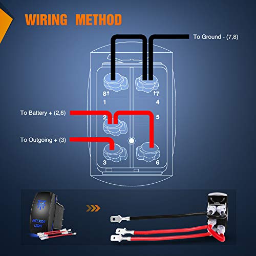Nilight 90002B Interior Light Rocker Switch Led Light Bar 5Pin Laser On/Off Led Light 20A/12V 10A/24V Switch Jumper Wires Set For Jeep Boat Trucks,2 Years Warranty #TOP2