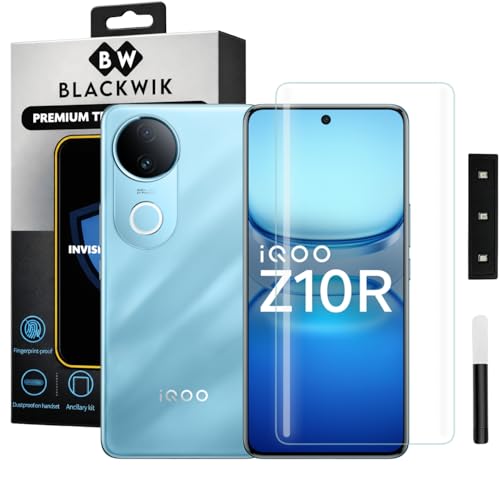 Image of Blackwik Premium Curved UV Tempered Glass For IQOO Z10R 5G Cellphone (Transparent, Pack Of 1) Advanced Border Less Full Screen Coverage UV Screen Protector Guard With Installation Kit