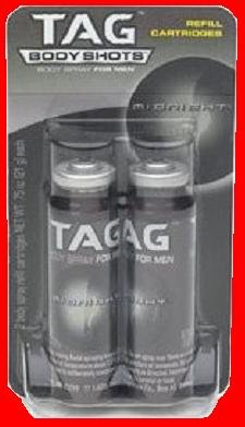 TAG Body Shots, MIDNIGHT, Body Spray For Men, 2 Refill Cartr