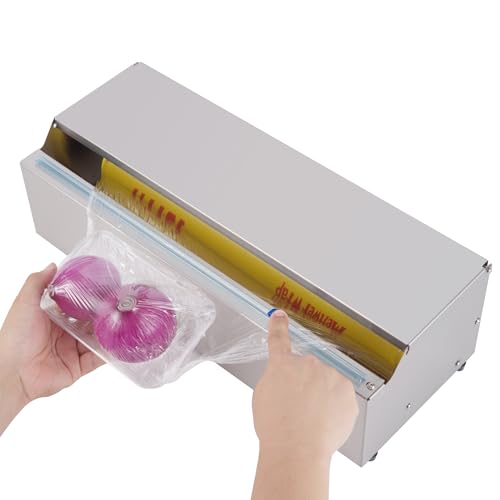 Plastic Wrap Dispenser with Slide Cutter for Busy Kitchens and Commercial Use – Fits Cling Wrap