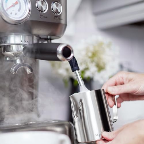 Image of CASABREWS CASMP350 Milk Frothing Pitcher with Sharp Spout, 350ml (12oz) | Stainless Steel, for Cappuccino or Latte Art, V-Sharp Mouth Design, Ergonomic Handle, Easy To Clean
