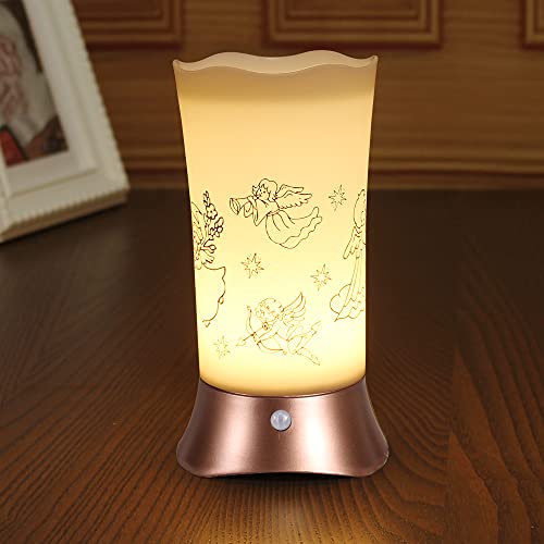 WRalwaysLX Tischlampe, Retro-LED-Nachtlicht, Nachttischlampe mit kabellosem PIR-LED-Bewegungsmelder, 3x1.5 VAA-Batterie, angetriebenes Licht für Wohnzimmer, Schlafzimmer, Flur, Küche (orange) Cover